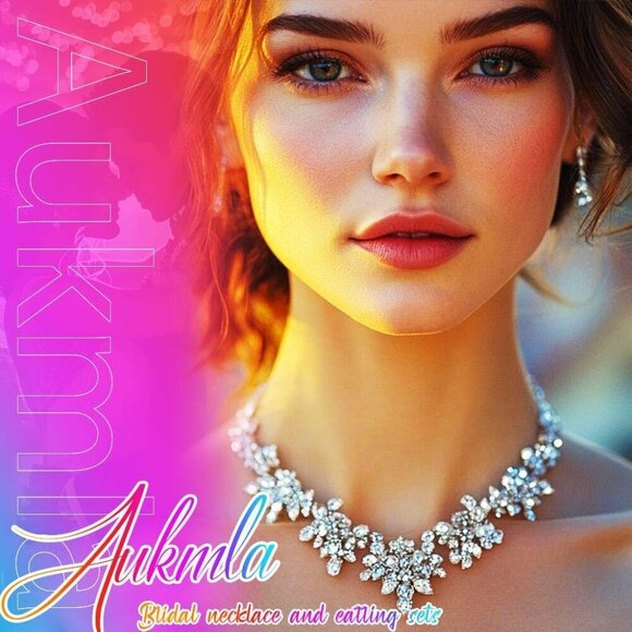 Bridal Wedding Jewelry Set Rhinestones Necklace Earrings Bracelet Ring Women - Picture 7 of 7